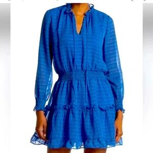 NSR Nordstrom Blue Plaid Smocked Waist Mini Dress - Size XL